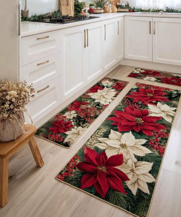 Merry Trail Kitchen Rug - Cheerful Pathway Design, Durable Non-Slip Runner, Machine Washable Accent Rug For Seasonal & Everyday Use