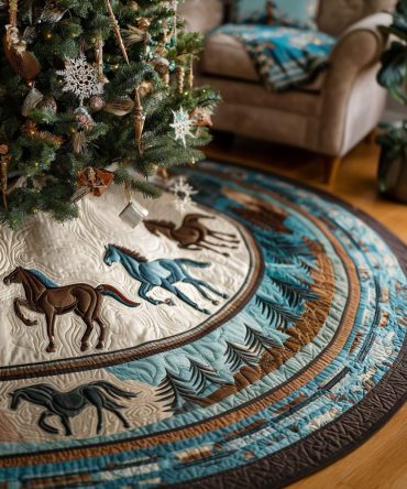 Mesa Morning Quilted Christmas Tree Skirt — Southwestern Rustic Holiday Accent, Textured Quilt Stitching For Warm Festive Vibes