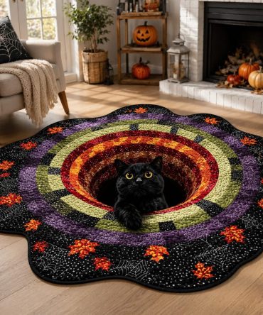 Midnight Harvest Halloween Rug — Custom Shaped Rustic Fall Floor Mat For Seasonal Decor, Non-Slip & Plush