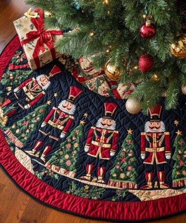 Mistletoe Magic Quilted Christmas Tree Skirt — 48" Romantic Holiday Tree Skirt With Festive Accents, Soft Quilting, Machine-Washable