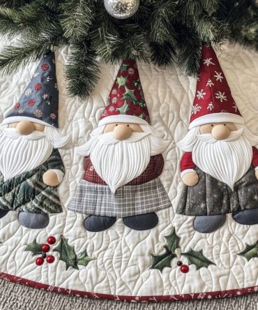 Mistletoe Mates Quilted Tree Skirt — Romantic Mistletoe Motifs & Plush Quilting For Elegant Holiday Tree Styling And Photo-Ready Decor