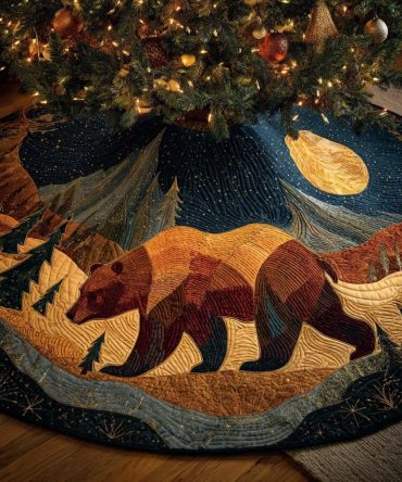 Moonlit Trail Quilted Christmas Tree Skirt — Premium Holiday Decor, Plush Cotton-Blend, Reversible Festive Accent For Living Room