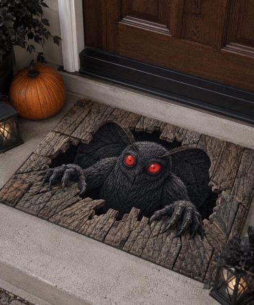 Mothman Breakout Doormat — Spooky 3D Mothman Welcome Mat For Front Door, Halloween Home & Porch Decor