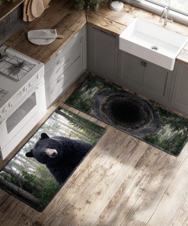 Mountain Roar Kitchen Rug — Rugged Mountain Motif Runner, Non-Slip Low-Pile Polyester, Machine-Washable, Stain & Fade Resistant For Busy Rooms