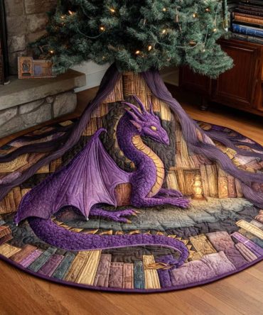 Mystic Grove Guardian Quilted Tree Skirt — Forest-Inspired Quilted Holiday Skirt For Cozy, Enchanted Seasonal Displays