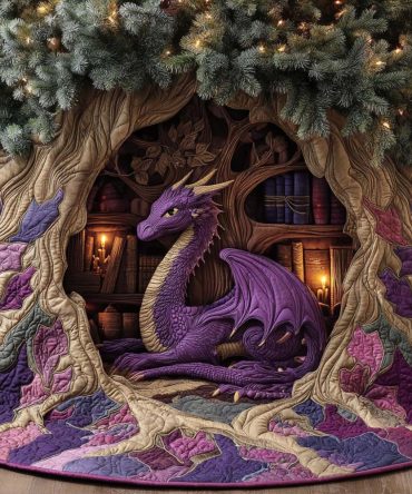 Mystic Lorekeeper Quilted Tree Skirt — Enchanted Quilted Holiday Skirt For Elegant, Storybook-Inspired Christmas Displays