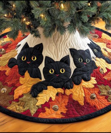 Mystic Path Quilted Christmas Tree Skirt — Enchanted Forest Motifs, 48-Inch Durable Quilting, Boho & Mystical Holiday Accent