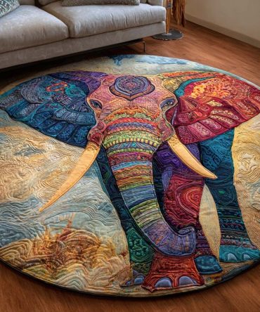 Mystic Safari Round Area Rug — Bold Safari Print Plush Round Rug For Boho Living Room & Kids' Playroom