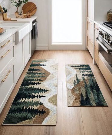 Nature Scene Kitchen Rug - Scenic Outdoor Print, Durable Low-Profile Floor Rug With Anti-Slip Backing, Easy Machine Care