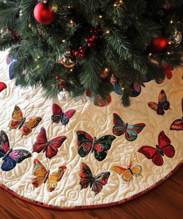 Nature'S Whisper Quilted Christmas Tree Skirt - Subtle Botanical Holiday Base, Quilted Texture, Soft & Easy-Care Fabric
