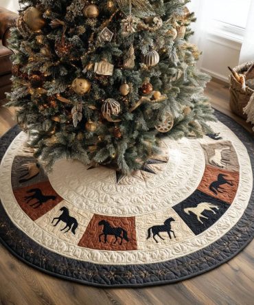 Navajo Horizon Quilted Tree Skirt — Southwestern Patterned Christmas Skirt, Handcrafted Look For Rustic Holiday Styling