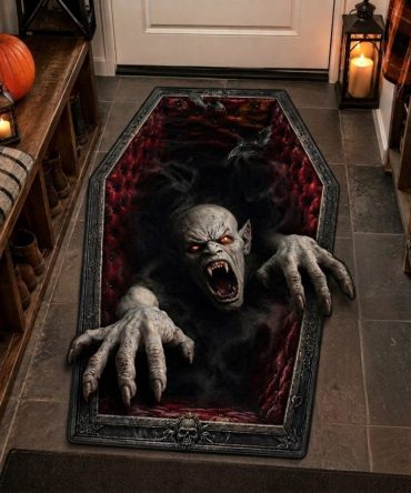 Night Terror Custom-Shaped Rug — Dark Gothic Nightmare Floor Accent For Bedroom & Living Room, Plush Anti-Slip Horror-Themed Décor Mat