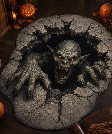 Nightmare Breakout Rug — Custom-Shaped Creepy Design Floor Mat For Halloween, Entryway, Living Room & Themed Parties