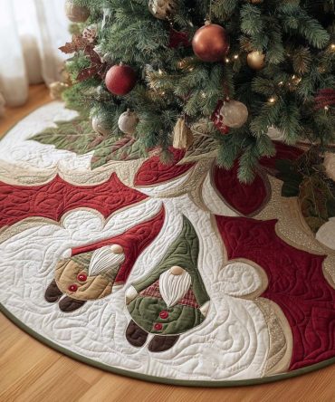 Nordic Noel Quilted Tree Skirt — Scandinavian-Inspired Christmas Base Cover With Timeless Patterns For Cozy, Minimalist Holiday Style