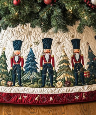 Nutcracker Ballet Quilted Tree Skirt — Elegant Ballet-Inspired Nutcracker Design, Fine Quilting & Gift-Worthy Holiday Accent