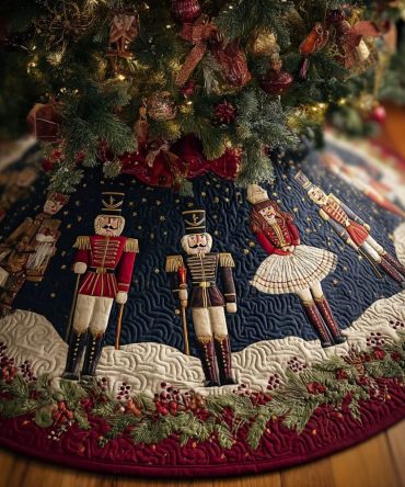 Nutcracker Charm Quilted Tree Skirt — Festive Nutcracker Parade Design, Quilted Christmas Skirt For Playful Traditional Holiday Decor