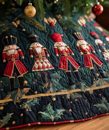 Nutcracker Cheer Quilted Tree Skirt — Joyful Nutcracker Motif, Luxe Quilting & Ready-To-Gift Holiday Base For Christmas Trees