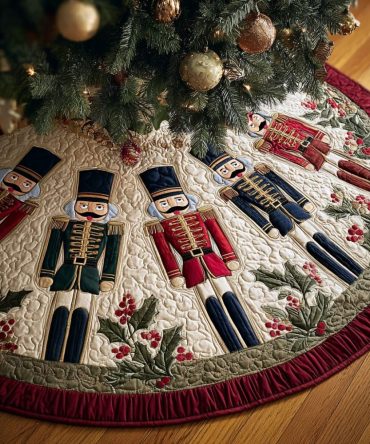 Nutcracker Echo Quilted Tree Skirt — Vintage Nutcracker Design, Quilted Christmas Skirt For Timeless Holiday Decorating & Gift-Ready Style