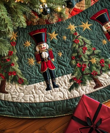 Nutcracker Parade Quilted Tree Skirt — Festive Nutcracker Design With Stitched Detail, Perfect For Traditional Holiday Displays