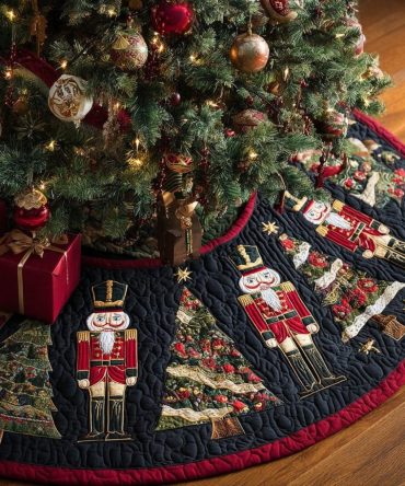 Deluxe Quilted Holiday Tree Skirt — Nutcracker Tales Design, Soft Backing, Machine-Washable & Elegant Festive Décor For Living Rooms