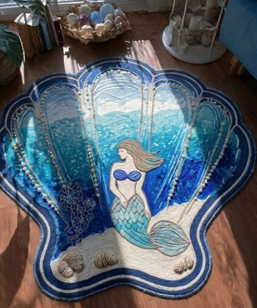 Ocean Whisper - Serene Wave Custom-Shaped Rug For Coastal Decor, Low-Pile Indoor Accent, Machine Washable & Non-Slip