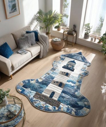 Ocean Horizon Nautilus Rug — Spiraled Nautical Accent, Custom-Shaped Area Rug With Soft Pile And Anti-Slip Backing