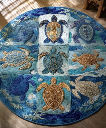 Ocean Nomad Round Area Rug — Deep-Sea Inspired Decorative Rug For Living Room, Bedroom & Beach Houses