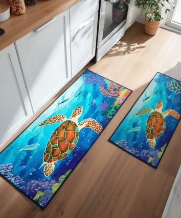 Ocean Voyager Kitchen Rug — Durable, Machine-Washable Rug With Non-Slip Base, Plush Comfort Layer And Coastal Graphic Design