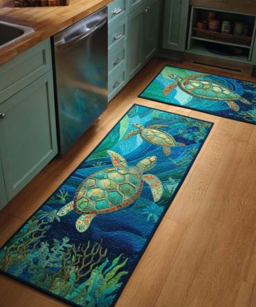 Pacific Soul Coastal Kitchen Rug — Non-Skid Sea-Themed Runner, Fade-Resistant, Machine Washable Mat For Busy Kitchens