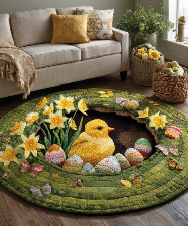 Pastel Spring Round Area Rug - Soft Plush Floral Spring Rug For Living Room, Nursery & Kids' Playroom, Non-Slip Backing