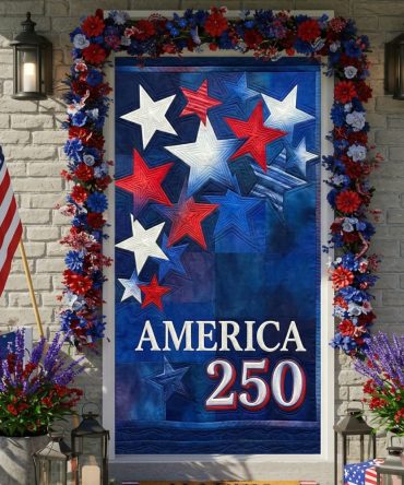 Shop Patriotic Quilted Door Cover For Porch & Entry — Bold American Burst Design, Weather-Resistant Polyester, Easy Hang, Fade-Resistant