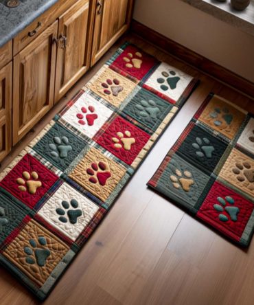 Cute Paw Charm Kitchen Runner Rug - Non-Slip, Soft Microfiber Pet-Friendly Mat, Machine Washable For Busy Kitchens