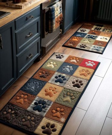 Paw Cozy Path Kitchen Rug — Comfort Paw Print Runner With Anti-Slip Backing, Soft Washable Mat For Kitchens & Pet Corners