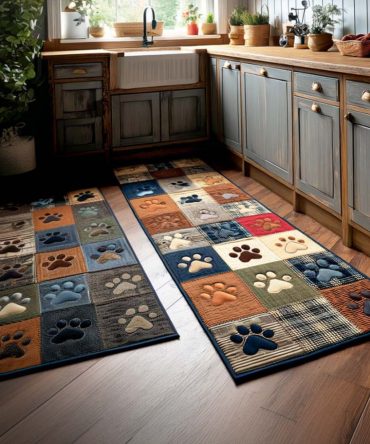 Paw Print Bliss Kitchen Rug — Soft Pet-Pattern Runner With Secure Backing, Machine-Washable Comfort Mat For Kitchens & Pets