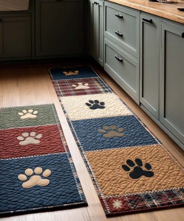 Paw Print Haven Kitchen Rug — Cozy Pet-Themed Non-Slip Runner, Soft Washable Mat For High-Traffic Kitchens & Entryways