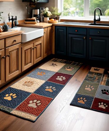 Paw Print Kitchen Rug — Classic Paw Design Non-Slip Runner, Durable Machine-Washable Mat For Kitchens, Entryways & Pets