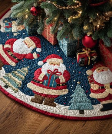 Peaceful Eve Quilted Christmas Tree Skirt — 48" Tranquil Holiday Tree Skirt, Soft Quilting, Durable Backing, Easy-Care Seasonal Accent