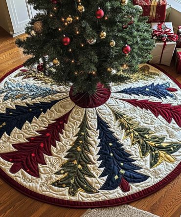Peaceful Night Quilted Christmas Tree Skirt — Elegant Holiday Tree Skirt For Classic Decor, Soft Padding & Easy Fit (Limited Stock)
