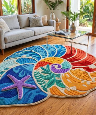 Petal Medallion Floral-Shaped Plush Rug — Elegant Petal Area Rug For Living Room, Bedroom Or Entryway, Soft Pile With Secure Backing