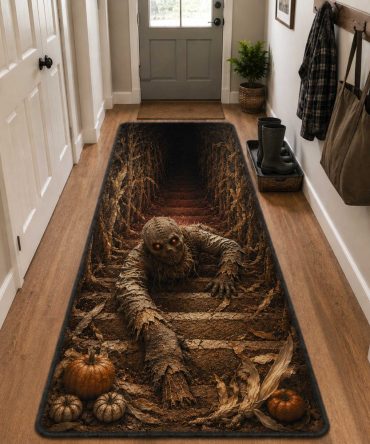 Phantom Rise Halloween Runner Rug — Eerie Stair & Hallway Accent, Non-Slip, Fade-Resistant , Perfect For Haunted Parties & Porches