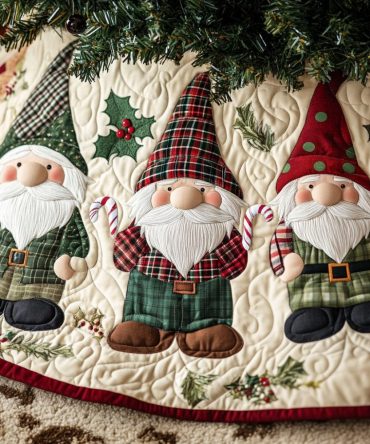 Pines & Plaids Quilted Tree Skirt — Rustic Pine & Plaid Holiday Design, Thick Quilting For Classic Christmas Styling Beneath Your Tree
