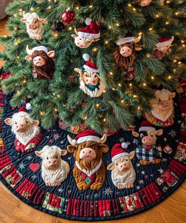 Plaid Holiday Quilted Tree Skirt — Traditional Red & Green Plaid Christmas Tree Cover, Cozy Farmhouse Style, Machine-Washable, Best Seller