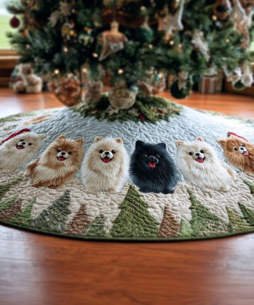 Snow Sparkle Pom Quilted Tree Skirt: Shimmery Accents & Pom Detail, Soft Stitched Quilting For A Sparkling Holiday Foundation