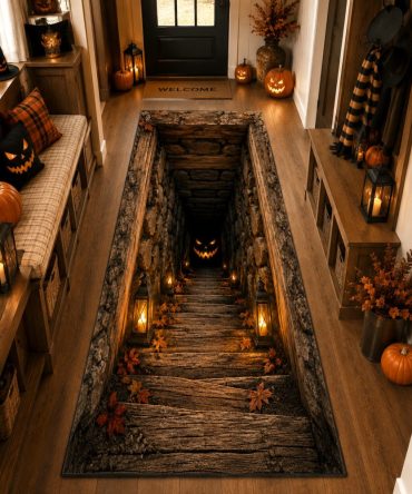 Pumpkin Cellar Autumn Runner Rug — Cozy Pumpkin Patch Hallway Carpet, Warm Fall Tones, Durable Low-Pile For Seasonal & Everyday Use