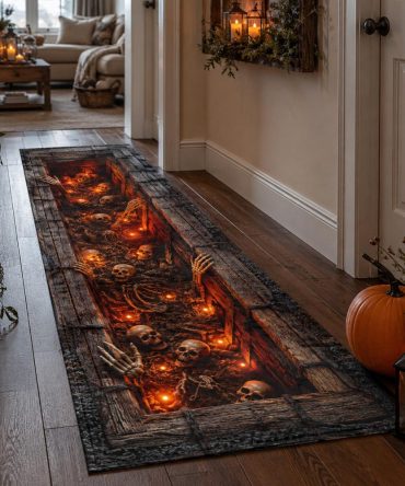 Pumpkin Lantern Path Halloween Runner Rug — Vibrant Pumpkin Hallway Accent, Non-Slip, Durable Low-Profile , Ideal Porch & Entryway