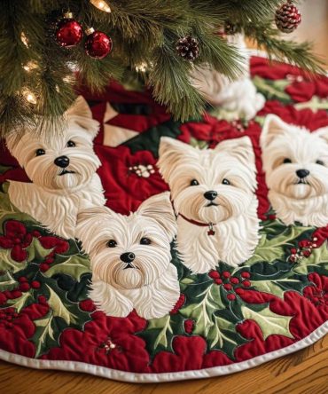 Pure Paws Quilted Christmas Tree Skirt — Minimalist Holiday Tree Cover With Soft Quilting, Neutral Tones & Easy Care