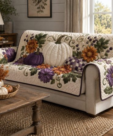 Purple Harvest Quilted Sofa Protector Cover — Reversible Stretch Slipcover, Waterproof, Pet & Kid Friendly, Easy Fit