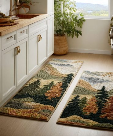 Quiet Peaks Mountain Kitchen Rug — Soft Low-Profile Runner, Anti-Slip Backing, Fade-Resistant Surface For Cozy Homes