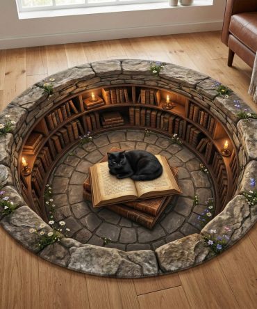 Quiet Tome Nest Round Rug — Subtle Book-Themed Circular Carpet For Calm Corners, Soft Low-Pile Comfort With Anti-Skid Support For Every Room