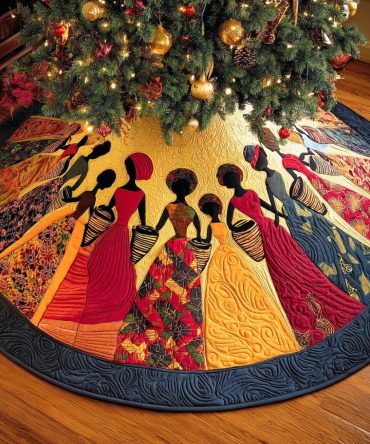 Radiant Grace Quilted Christmas Tree Skirt - Elegant Layered Holiday Tree Skirt With Soft Quilting, Refined Base For Ornaments And Gifts